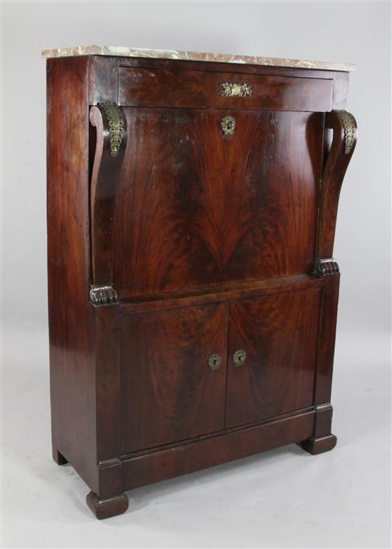 19th century French marble topped mahogany escritoire(-)